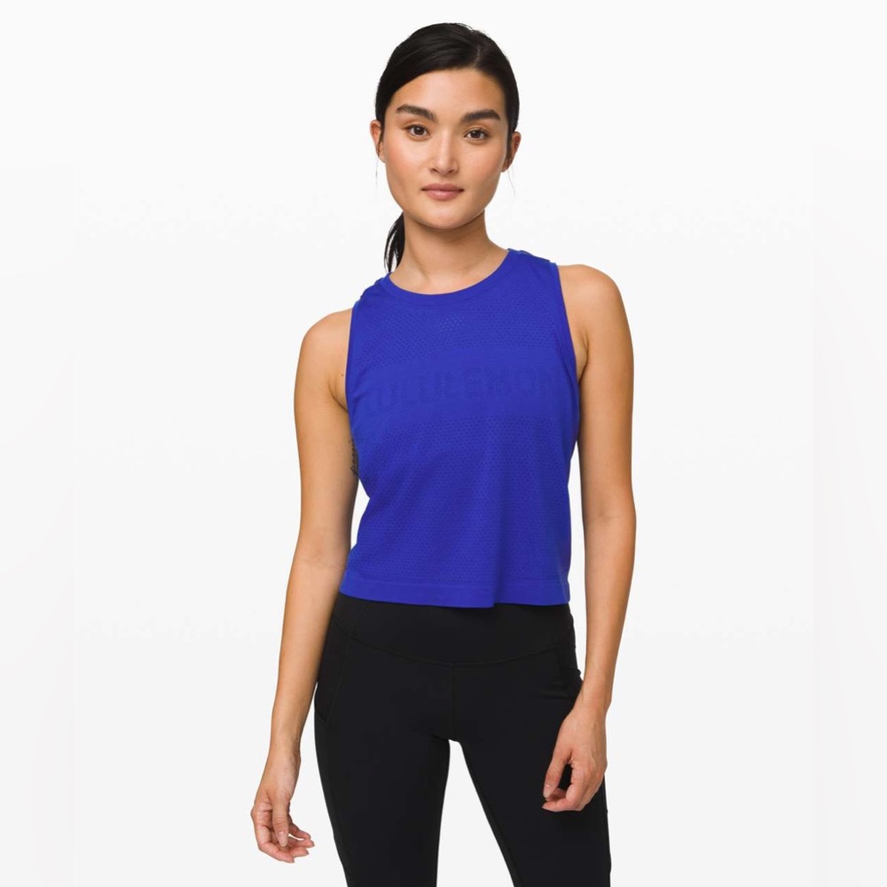 lululemon breeze by muscle crop tank in jet stream size 4